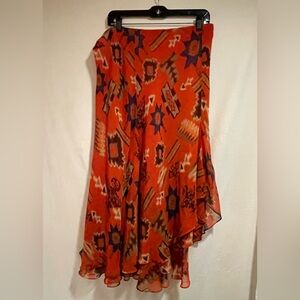 Ralph Lauren flowing asymmetrical 100% silk pull on skirt